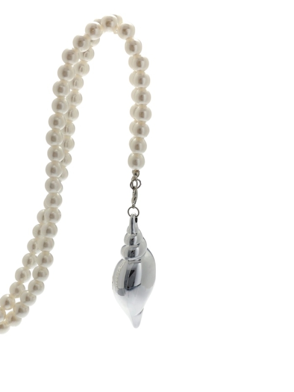 Портупея жемчужная с кулоном &laquo;Ракушка&raquo;, 129 см, белая в серебре