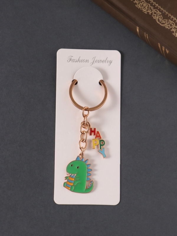 Брелок металл, эмаль "Счастливый динозавр" 9 см