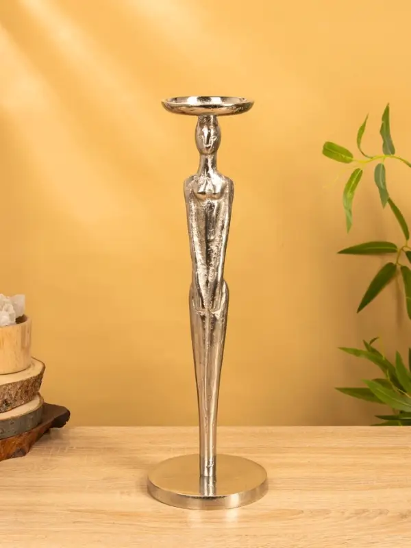 Подсвечник "Цивилизация" 13х13х 41 см, алюминий, цв. серебро