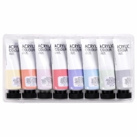 Краска акриловая в тубе, набор 8 цветов х 22 мл, BRAUBERG HOBBY, пастельные оттенки, 192406