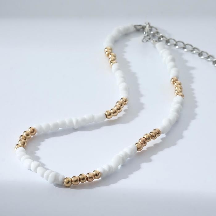 Колье «Бисер» спокойствие, цвет бело-золотой, 30 см Колье «Бисер» спокойствие, цвет бело-золотой, 30 см
