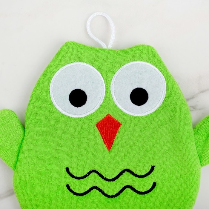 Мочалка - варежка детская для купания Доляна &laquo;Совушка&raquo;, 20 см, цвет МИКС