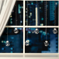 Гирлянда &laquo;Бахрома&raquo; 2.4 &times; 0.7 м с насадками &laquo;Шарики&raquo;, IP20, прозрачная нить, 108 LED, свечение мульти, 8 режимов, 220 В