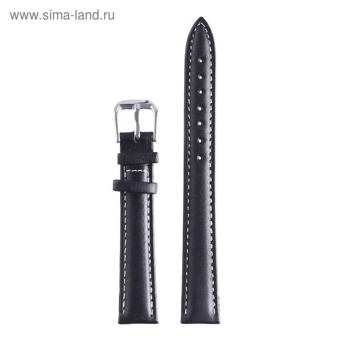 Ремешок для часов "Соломон" 12 мм, натуральная кожа, l-20 см, черный