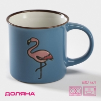 Кружка керамическая Доляна &laquo;Фламинго&raquo;, 180 мл, цвет синий