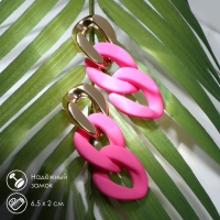 Серьги пластик &laquo;Цепь&raquo; дива, цвет ярко-розовый в золоте