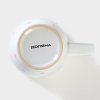 Кружка керамическая Доляна &laquo;Горох&raquo;, 340 мл, цвет розовый