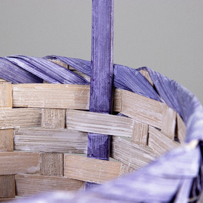 Корзина плетеная (бамбук), 17 х 9 х 30см, белая-фиолетовая