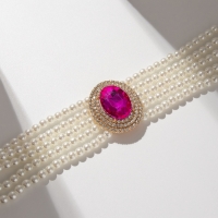 Чокер-колье «Роскошь» жемчужое, розовый в золоте, 30,5 см Чокер-колье «Роскошь» жемчужое, розовый в золоте, 30,5 см