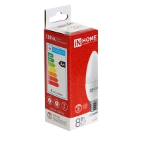 Лампа светодиодная IN HOME LED-СВЕЧА-VC, Е27, 8 Вт, 230 В, 4000 К, 720 Лм Лампа светодиодная IN HOME LED-СВЕЧА-VC, Е27, 8 Вт, 230 В, 4000 К, 720 Лм