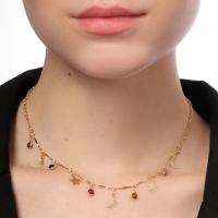 Чокер &laquo;Полумесяц&raquo; фазы луны, цветной в золоте, 35 см