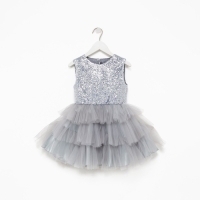 Платье для девочки с пайетками KAFTAN, размер 34 (122-128), цвет серый Платье для девочки с пайетками KAFTAN, размер 34 (122-128), цвет серый