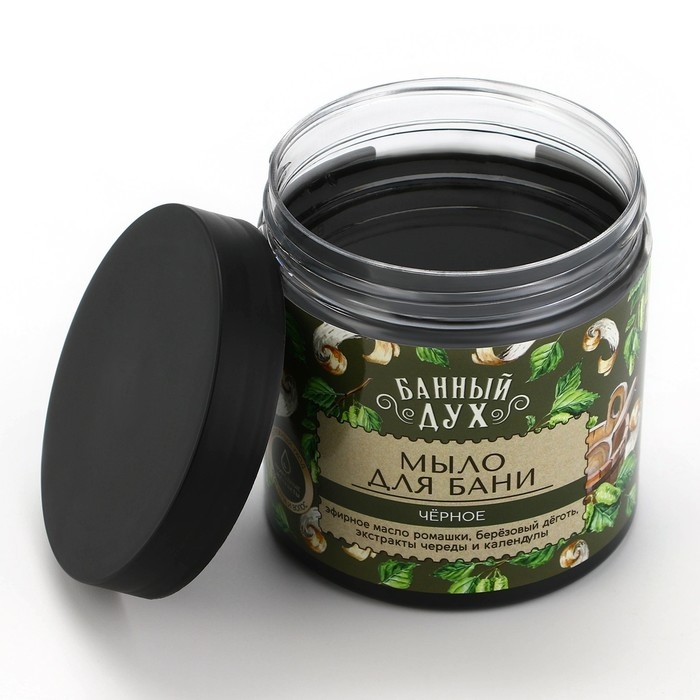 Мыло для бани &laquo;Чёрное с дегтем&raquo;, 450 мл, с экстрактом череды и календулы, БАННЫЙ ДУХ