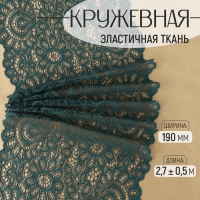 Кружевная эластичная ткань, 190 мм &times; 2,7 &plusmn; 0,5 м, цвет изумрудный