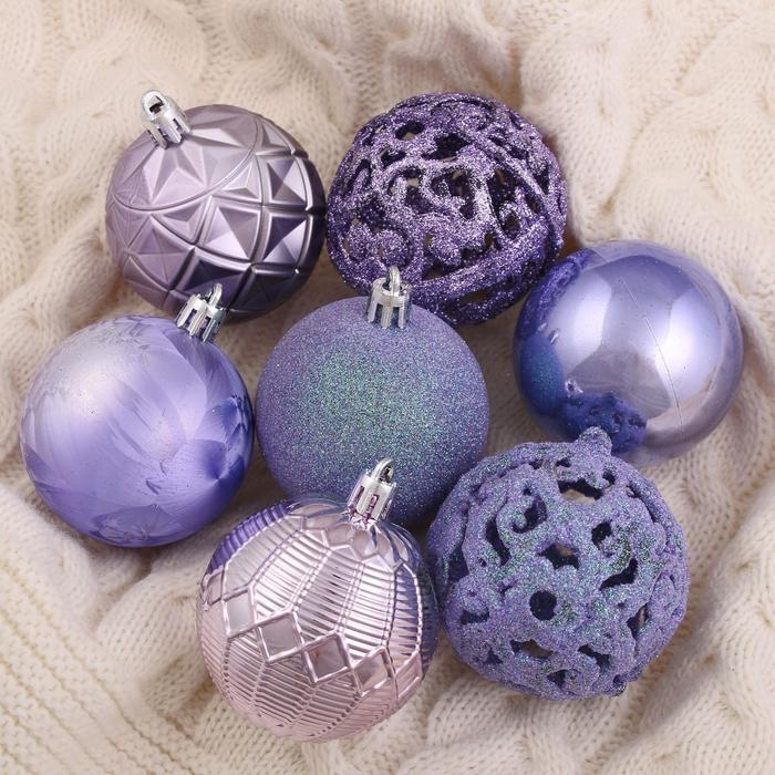 Набор шаров пластик d-6 см, 16 шт "Кэра" сиреневый