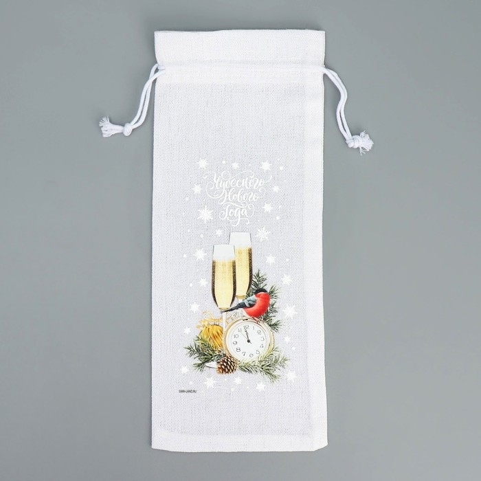 Мешок с термонаклейкой под бутылку &laquo;Шампанское&raquo;, 13 х 31 см +/- 1.5 см, Новый год