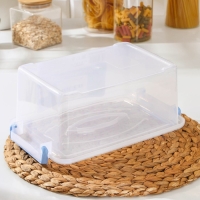 Контейнер пищевой RICCO, 4,5 л, 32&times;20&times;12 см, прямоугольный, цвет прозрачный, ручки голубые