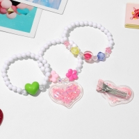 Комплект детский «Выбражулька» 4 предмета: заколка, 3 браслета, сердце, цветной Комплект детский «Выбражулька» 4 предмета: заколка, 3 браслета, сердце, цветной