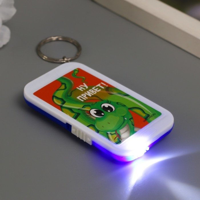 Фонарик на кольце Фонарик на кольце "Змей - Ну привет!" 6,5х3,5х1 см, МИКС