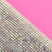 Стразы самоклеящиеся на листе, с голографией, d = 2 мм, 40 &times; 24 см, цвет серебряный