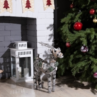 Светодиодная фигура &laquo;Серый олень&raquo; 34 &times; 48 &times; 12 см, металл, текстиль, батарейки ААх2 (не в комплекте), свечение тёплое белое