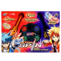 Набор волчков с мечом ULTRA SPIN &laquo;Сражение гладиаторов&raquo;, 4 волчка, 2 устройства запуска, арена