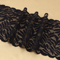 Кружевная эластичная ткань, 185 мм &times; 2,7 &plusmn; 0,5 м, цвет чёрный