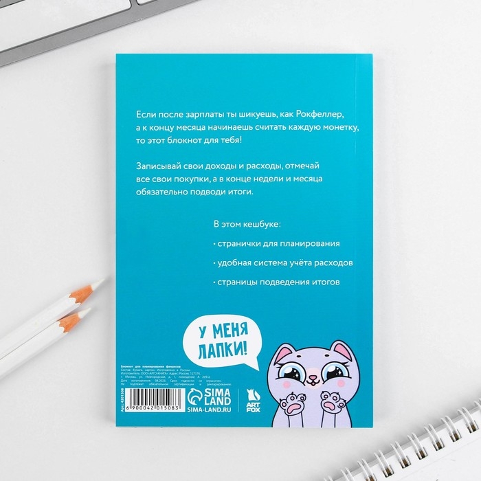 Умный блокнот CashBook А6, 68 листов &laquo;Денежный кот&raquo;