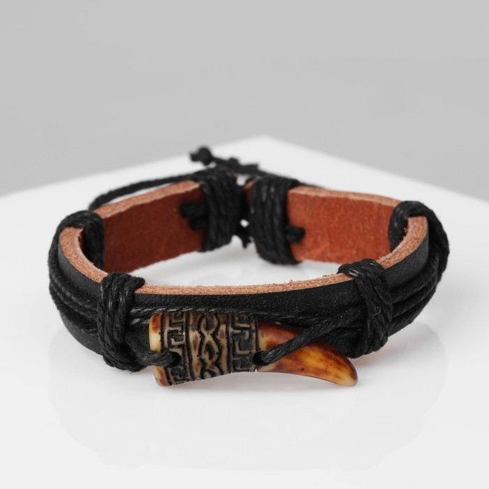Браслет унисекс &laquo;Клык&raquo;, цвет чёрно-коричневый, d=7 см