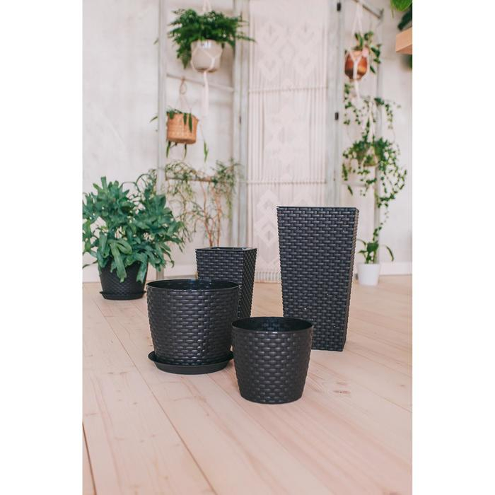 Кашпо для цветов со вставкой &laquo;Ротанг&raquo;, вставка 1,5 л, цвет коричневый