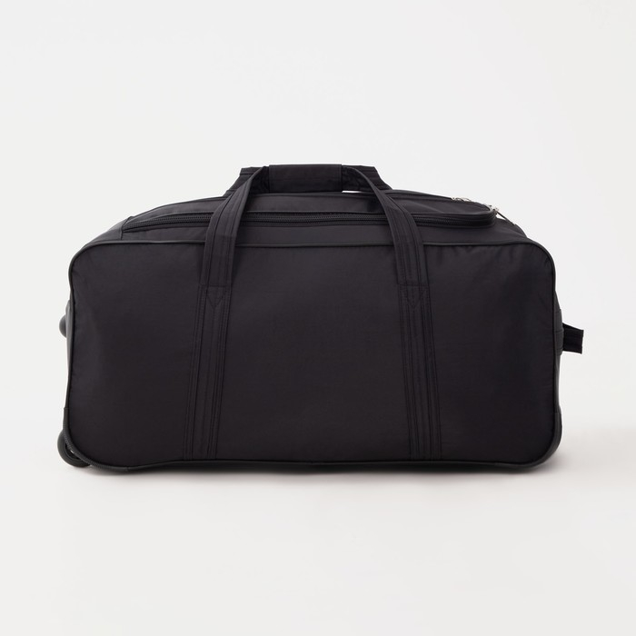 Сумка дорожная на колёсах, отдел на молнии, 3 наружных кармана, цвет чёрный Сумка дорожная на колёсах, отдел на молнии, 3 наружных кармана, цвет чёрный
