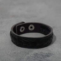 Браслет кожа &laquo;Минимал&raquo; коса, цвет чёрный, 22 см