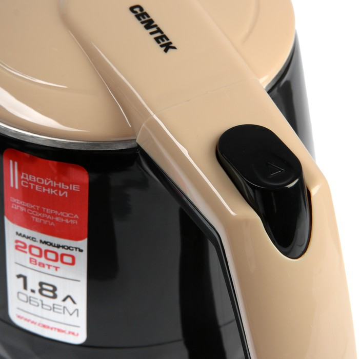 Чайник электрический Centek CT-0025, металл, 1.8 л, 2000 Вт, черный Чайник электрический Centek CT-0025, металл, 1.8 л, 2000 Вт, черный