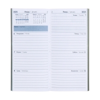 Еженедельник датированный 2025 года, 80х165 мм, 64 листа ESCALADA, мягкая обложка из искусственной кожи, блинтовое тиснение, блок 70 г/м&sup2;, зелёный