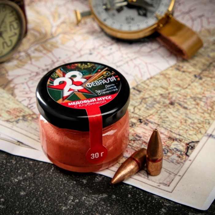 Медовый мусс Медовый мусс "День Защитника Отечества", с клубникой, 30 г
