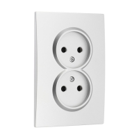 Розетка двухместная TOT Elegant, 10 А, скрытая, без з/к, серебристая Розетка двухместная TOT Elegant, 10 А, скрытая, без з/к, серебристая