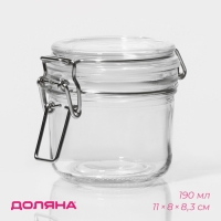 Банка стеклянная для хранения сыпучих продуктов Доляна &laquo;Галерея&raquo;, 190 мл, 11&times;8,5&times;6,5 см, с бугельным замком