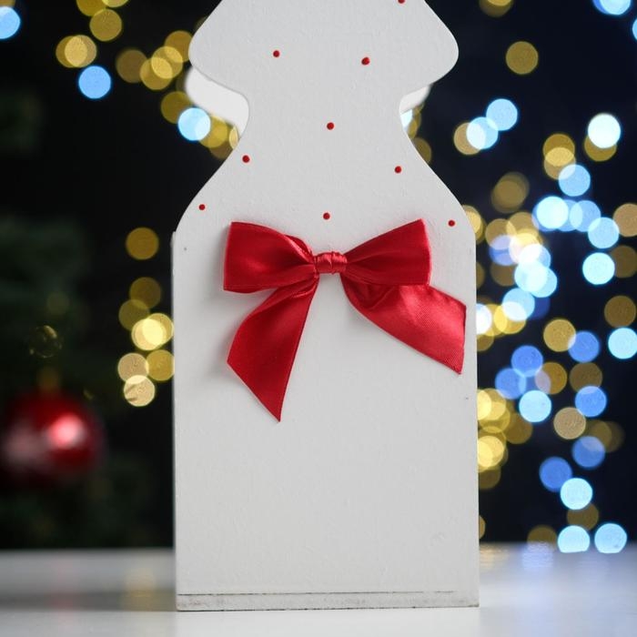 Ящик подарочный Ящик подарочный "Ёлка" (12*12*42) Дерево, МДФ 6 мм, окрашен., оформл., Белый-красный