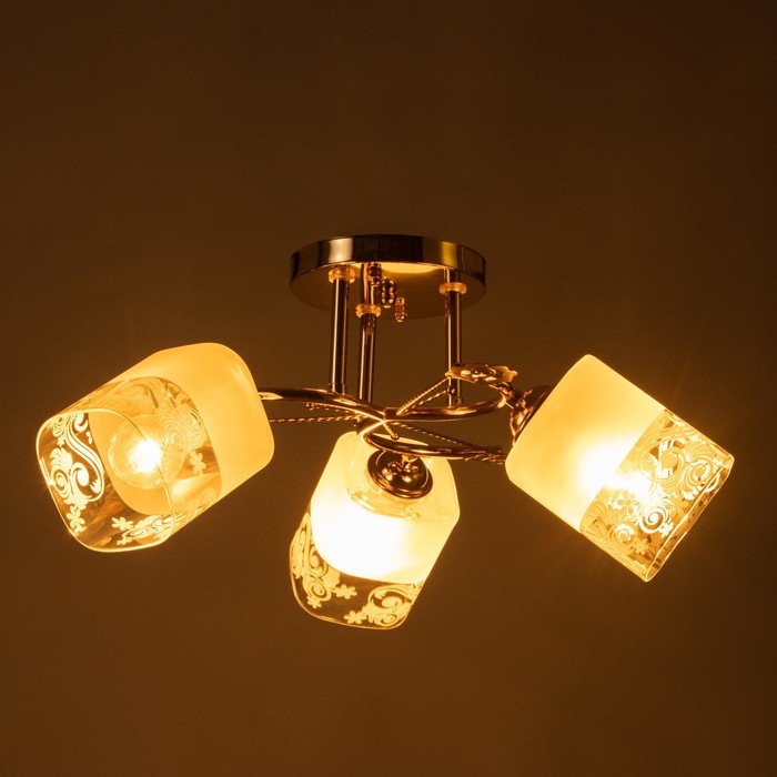 Люстра потолочная Люстра потолочная "Натали" 3х40Вт Е27 Цвет: Золото