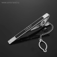 Зажим для галстука стальной &laquo;Классический&raquo; квадраты с эмалью, цвет чёрный в серебре