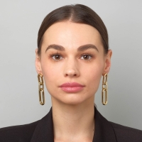 Серьги металл &laquo;Цепь&raquo; овалы, 3 звена, цвет золото