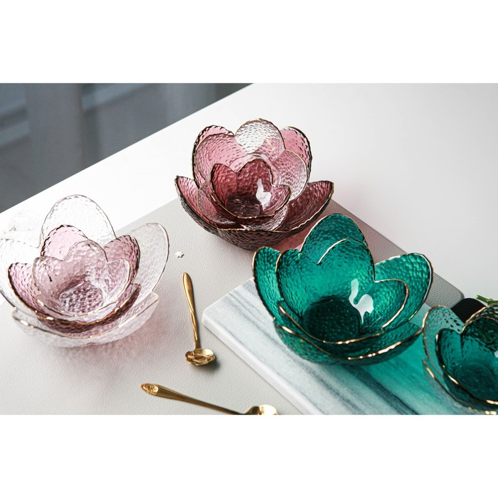 Салатник стеклянный фигурный &laquo;Цветок&raquo;, 280 мл, 16&times;7,7 см