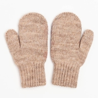 Новый год. Варежки двойные детские, цвет бежевый/пингвин, размер 14 (6-9 лет)