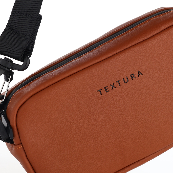 Сумка женская на молнии, TEXTURA, маленький размер, длинный ремень, цвет коричневый