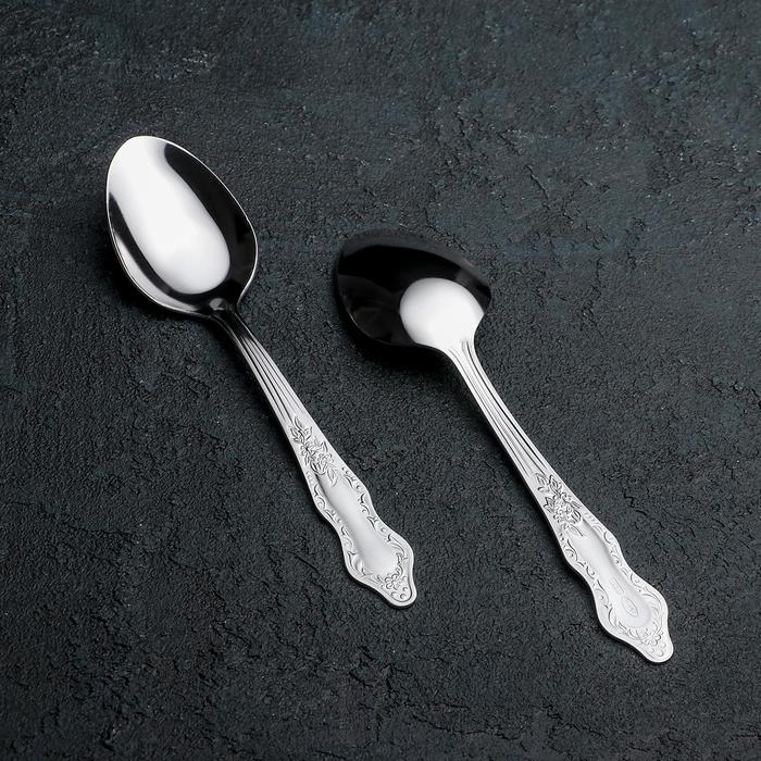 Ложка десертная &laquo;Славяна&raquo;, h=16 см, толщина 1,2 мм, цвет серебряный