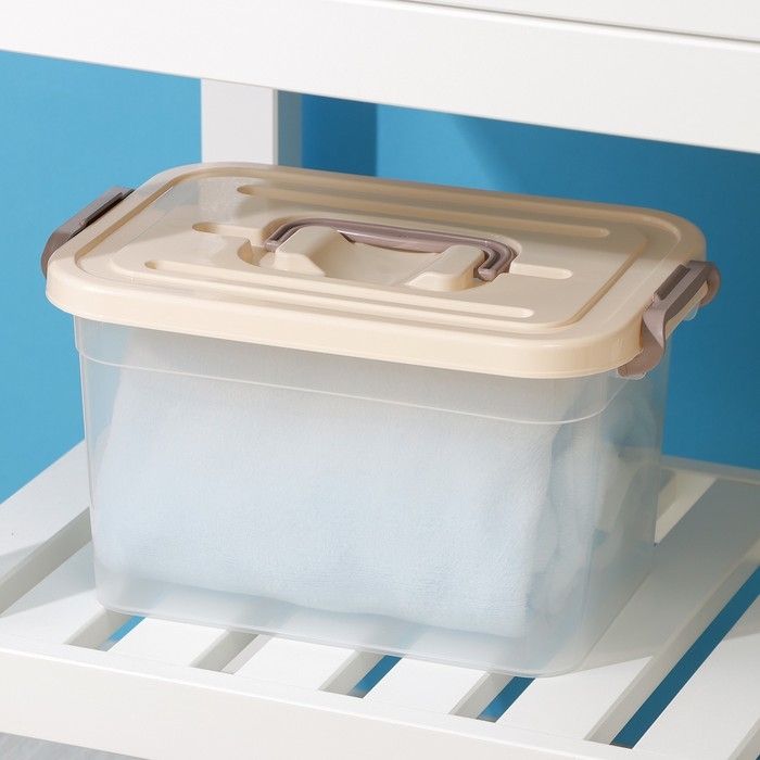 Контейнер для хранения с крышкой Доляна, 6,5 л, 31&times;20&times;18 см, цвет бежевый