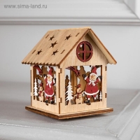 Ёлочная игрушка «Домик со снеговиком», от батареек, свечение тёплое белое Ёлочная игрушка «Домик со снеговиком», от батареек, свечение тёплое белое