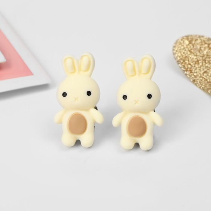 Клипсы детские &laquo;Выбражулька&raquo; зайка, цвет бежево-коричневый