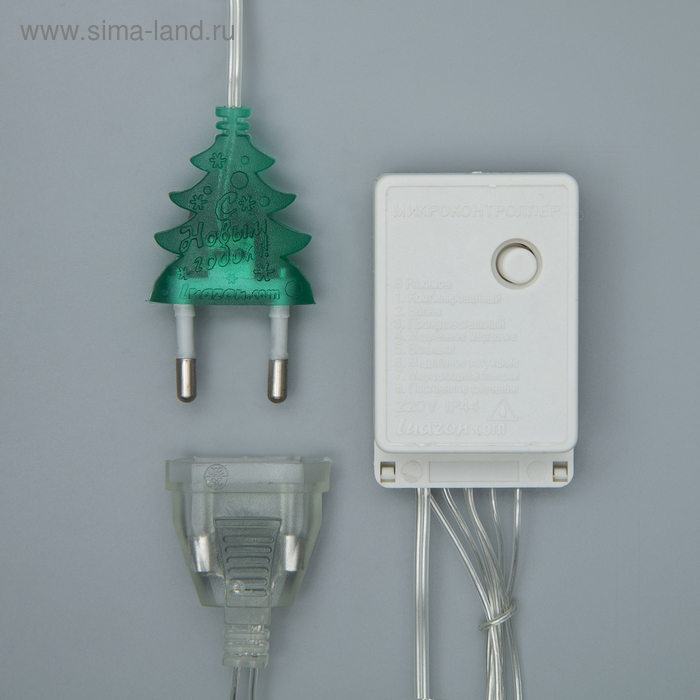 Гирлянда &laquo;Занавес&raquo; 2 &times; 1.5 м с насадками &laquo;Ёжики&raquo;, IP20, прозрачная нить, 360 LED, свечение мульти, 8 режимов, 220 В