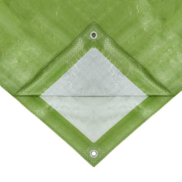 Тент защитный, 5 &times; 3 м, плотность 120 г/м&sup2;, УФ, люверсы шаг 1 м, зелёный/серебристый